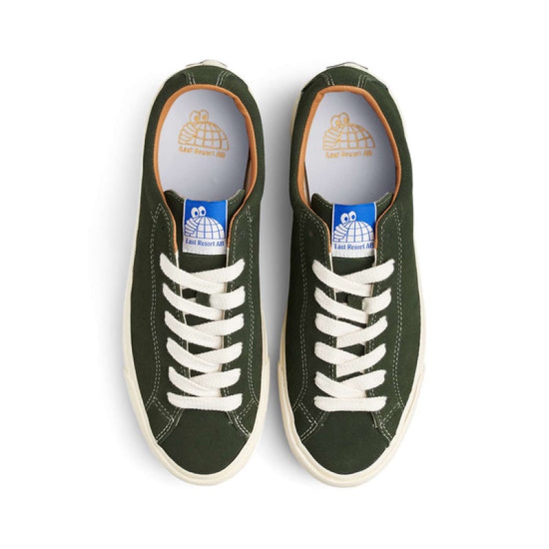 Olive / White Men's Last Resort AB VM003 Lo Suede Skate Shoes | Canada-7284530