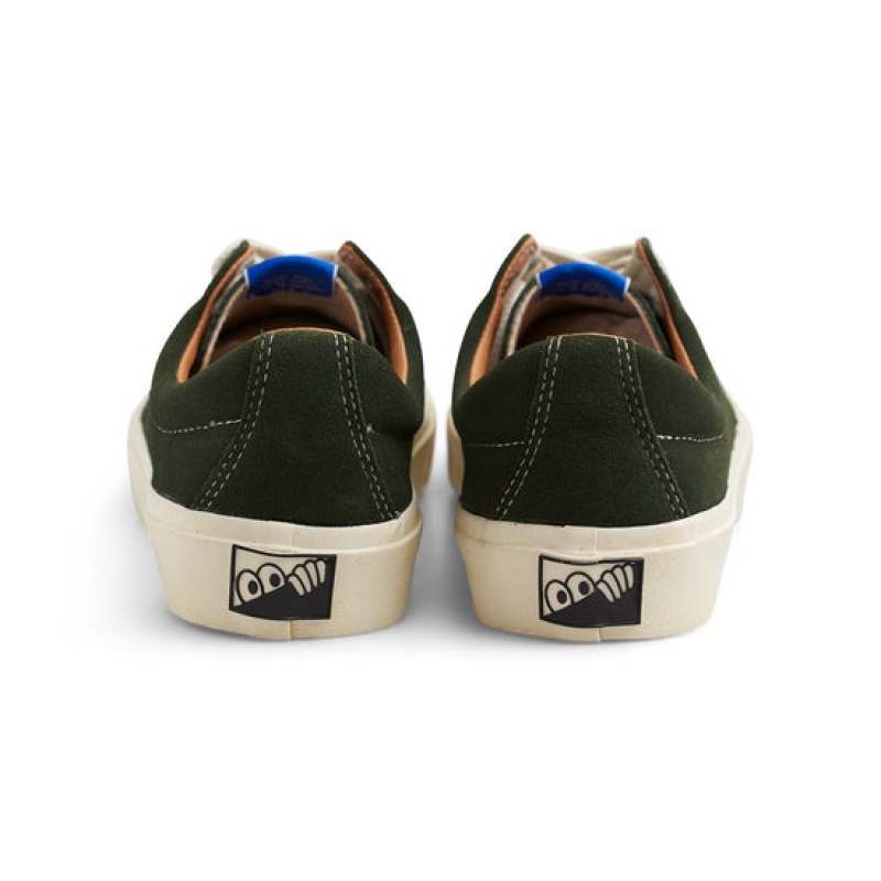Olive / White Men's Last Resort AB VM003 Lo Suede Skate Shoes | Canada-7284530